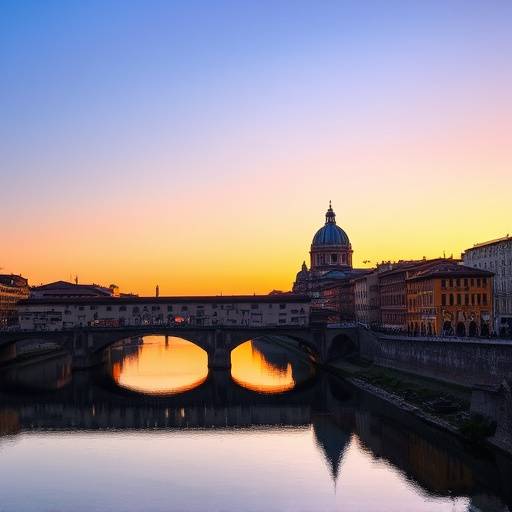 Il Ponte Vecchio a Firenze al tramonto