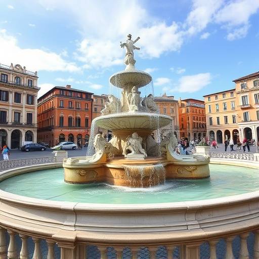 Piazza Navona con la Fontana dei Quattro Fiumi in primo piano